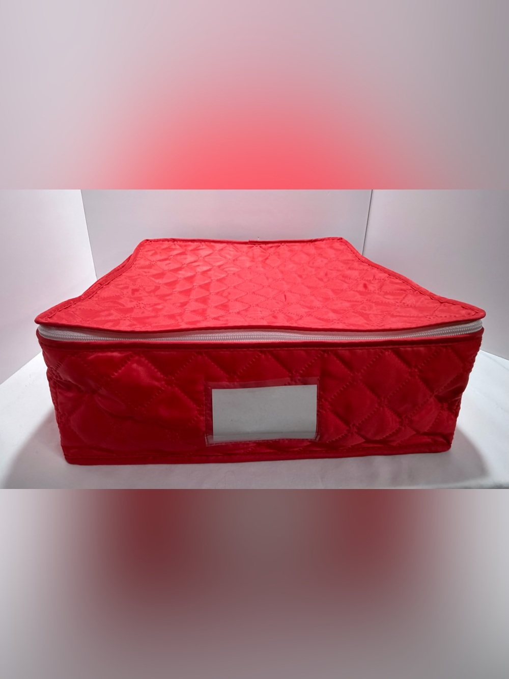 Dishes Storage Quilted Red Fabric Zip